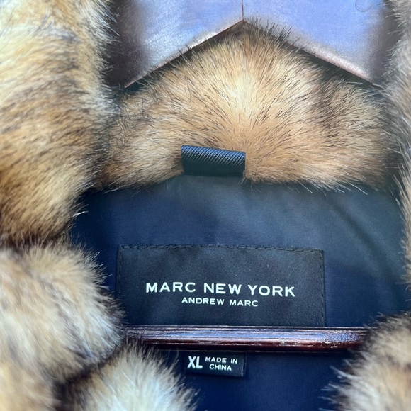 *Marc New York | Navy Faux Fur Trimmed Parka with Detachable Hood Size XL - Picture 6 of 12